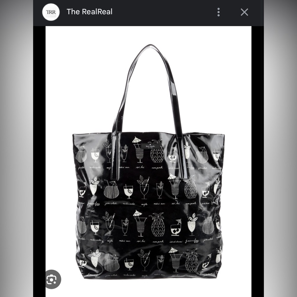 Vintage Kate Spade cocktail print tote bag with matching pouch